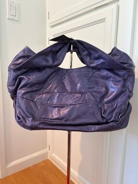 Soft Purple Leather Hobo Shoulder Bag